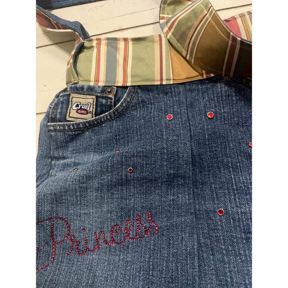 Handmade Denim Princess Handbag Studded Pink 11x14 Handsewn Cruel Girl